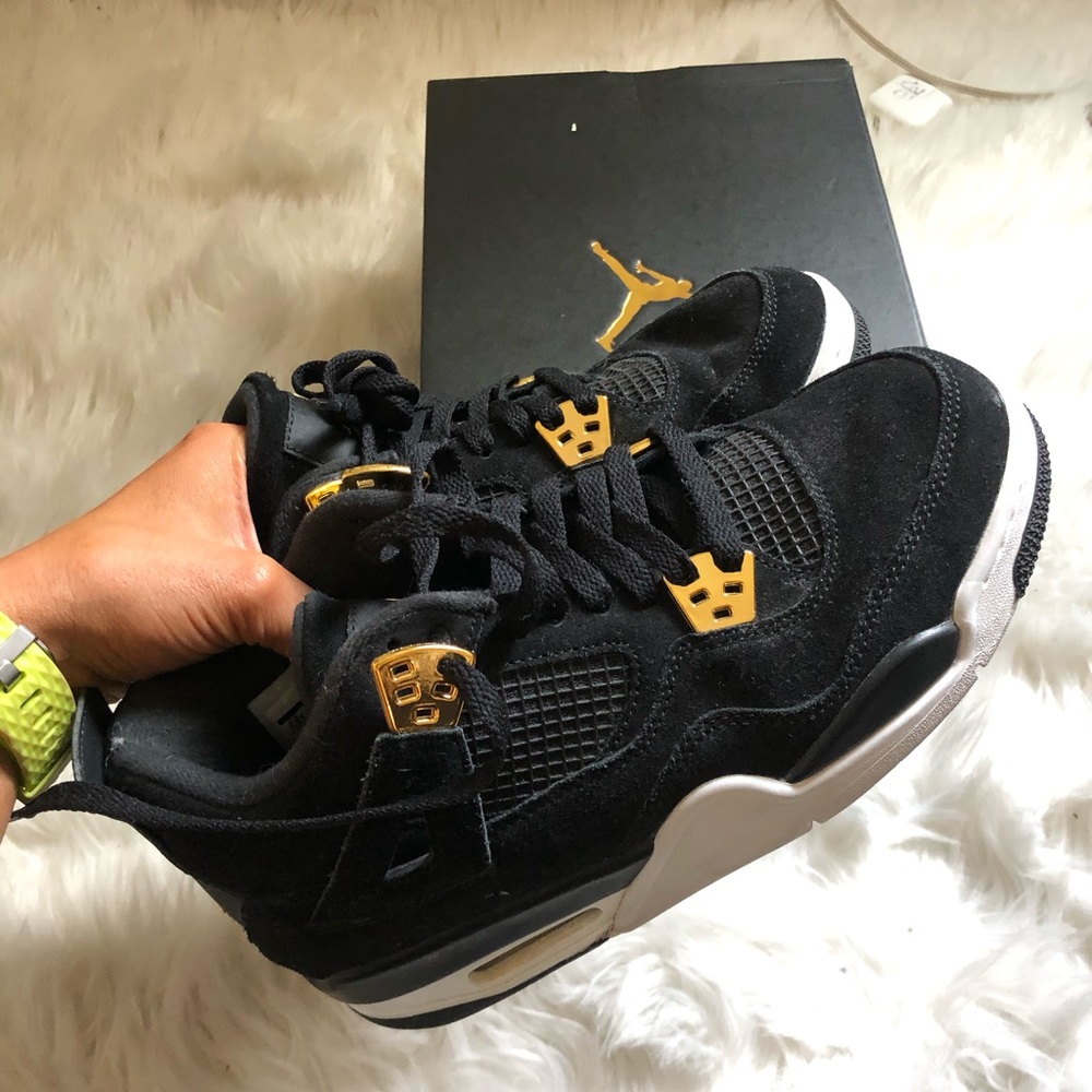 Nike AIR JORDAN 4 RETRO BG Black Gold Boys Youth
